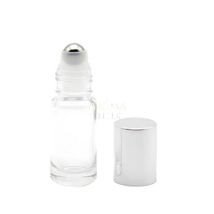 Roller bottle 5 ml (water clear) - with silver cap