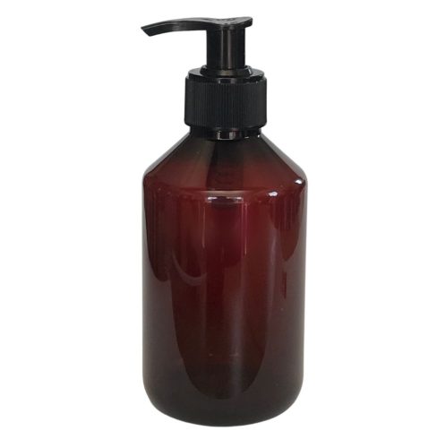  250 ml brown plastic bottle with pump head
