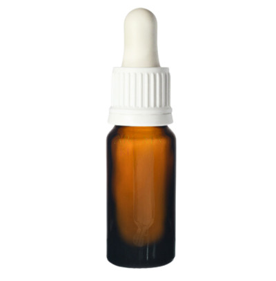 Pipettás üveg - 10 ml (amber) - fehér kupakkal