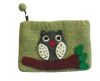 Essential oil holder, storage bag - owl (green)
