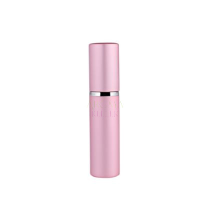 Pumpás head glass with metal case - 10 ml - pink